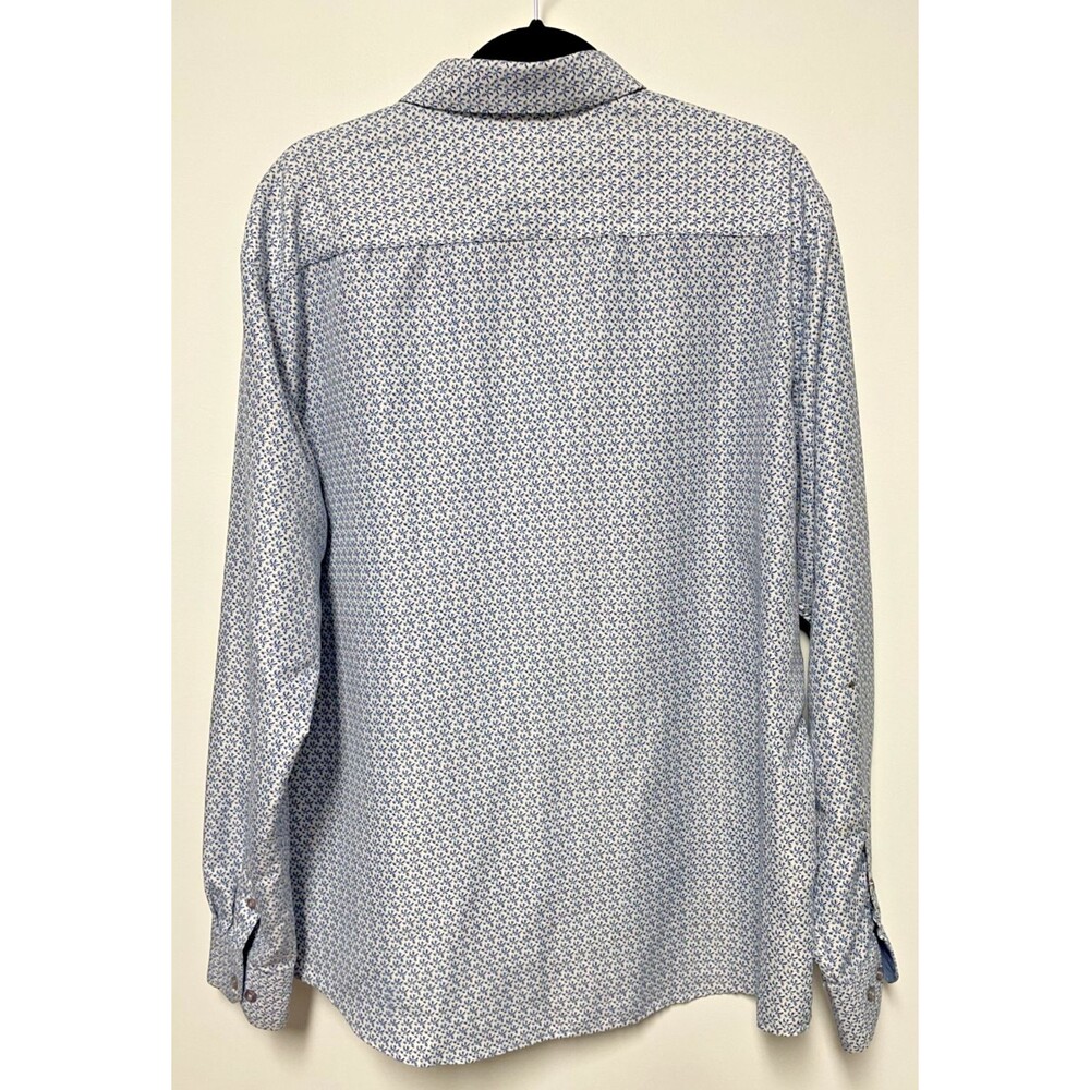 Alex Vando Premium Button-Up Shirt Men's XL Long Sleeve Blue Micro Print - Picture 3 of 3